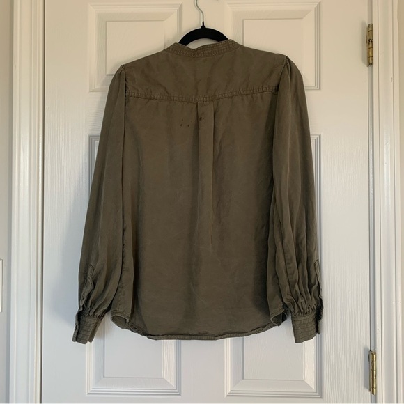 Calvin Klein Army Green Pop Over Blouse Size Large - Picture 7 of 9